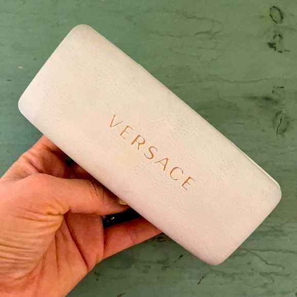 Versace Accessories - VERSACE WHITE HARD LEATHER CLAMSHELL CASE